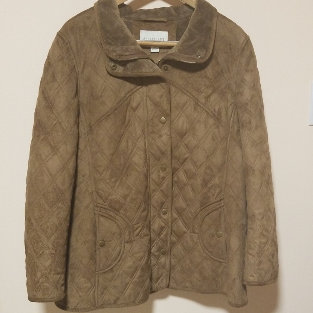 Appleseed's brown polyester quilted jacket size M